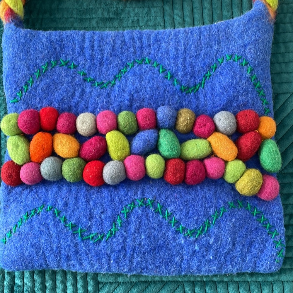 Fun Colorful Rising Tide Wool Handbag, Made In Nepal! Excellent Condition. - Picture 5 of 13